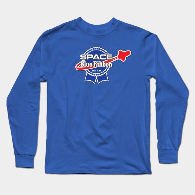 Space Blue Ribbon Beer Long Sleeve T-Shirt by Fleebnork